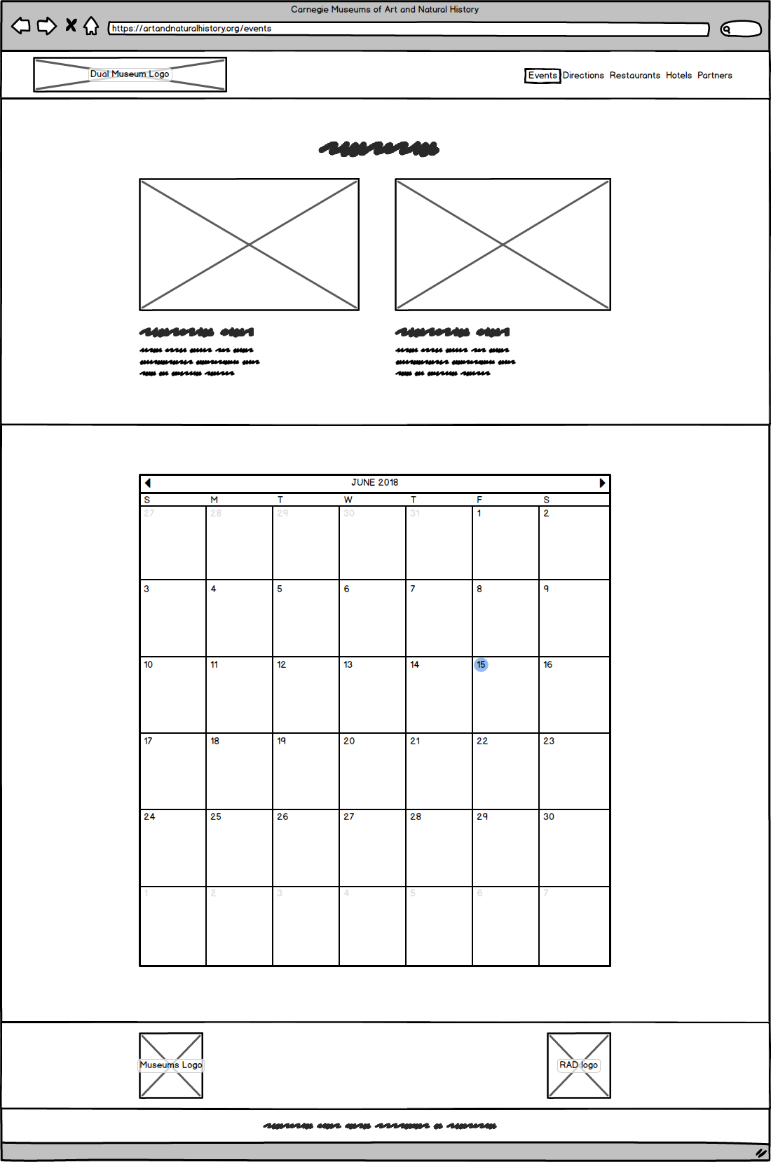 Events wireframe