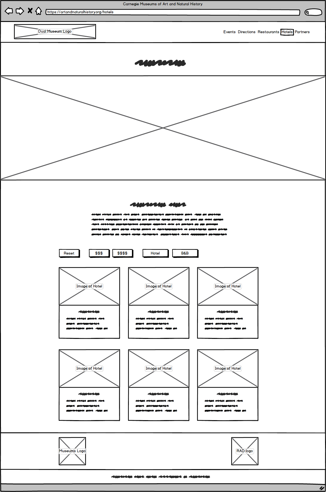 Hotels wireframe
