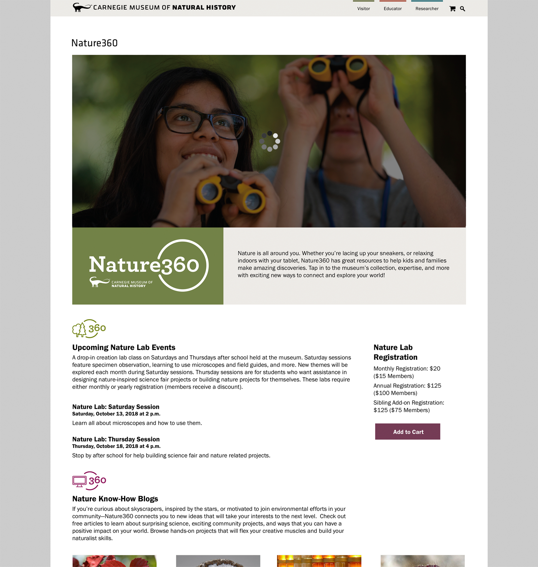 Nature360 webpage