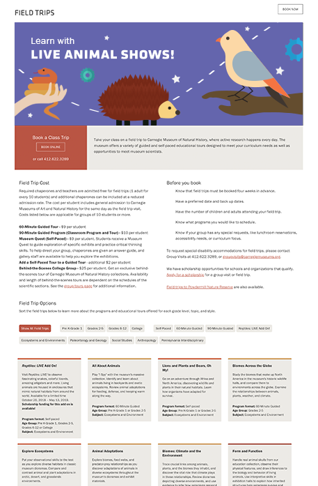 Field trips page design